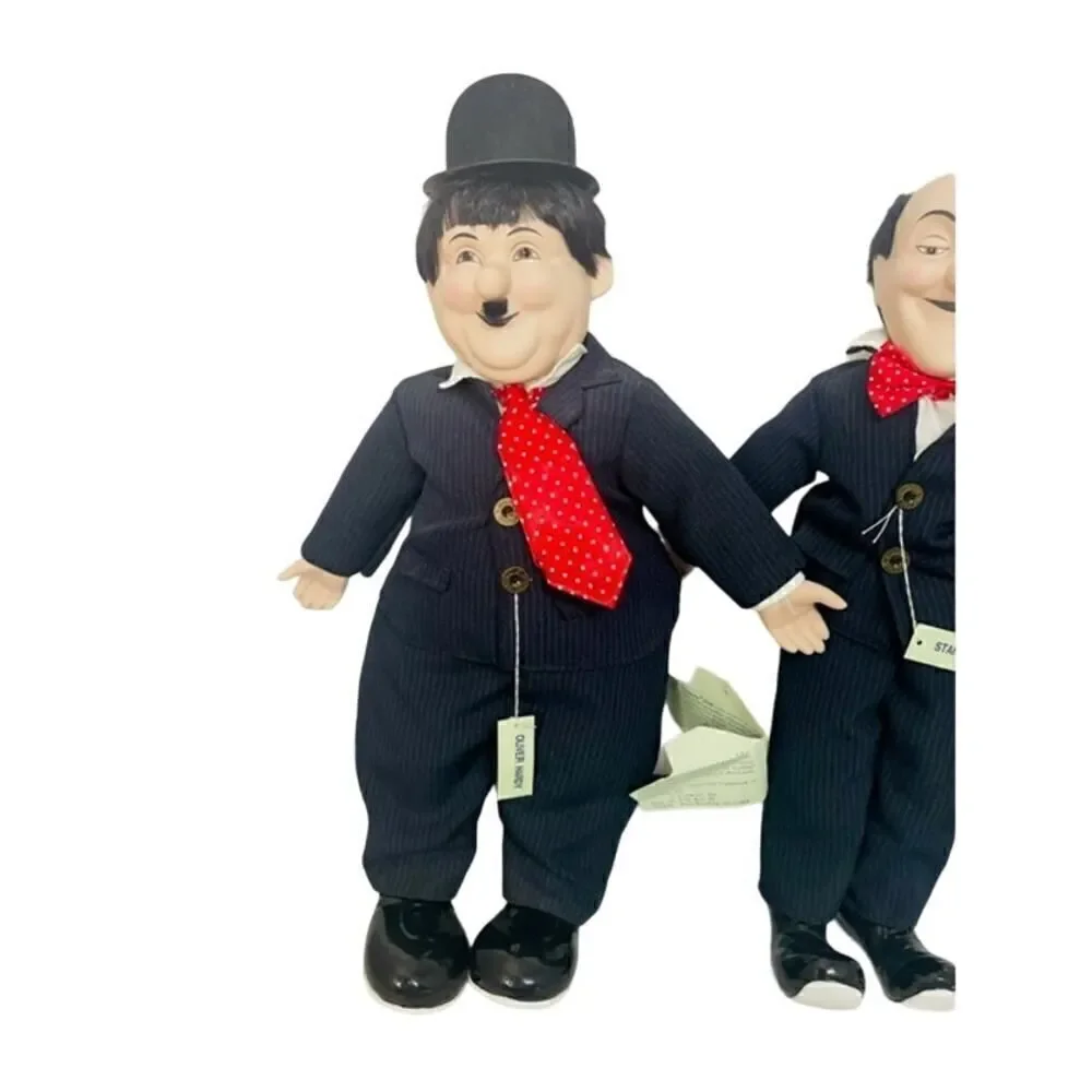 Laurel & Hardy Dolls Porcelain Heads Hands Shoes Dynasty Dolls